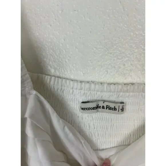 Abercrombie & Fitch Emerson Puff Sleeve Mini Dress White Sz LT Cottage Romantic - Picture 6 of 8